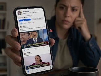 Teléfono con falso video de Sheinbaum, Carlos Slim y Javier Alatorre usado para promover una inversión fraudulenta.