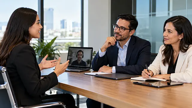 Candidata participa en entrevista de trabajo donde el dominio del inglés forma parte de la evaluación laboral.