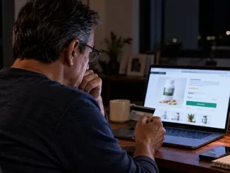 Hombre revisa en internet publicidad de suplementos para la próstata
