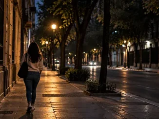 Mujer camina por una calle de Ciudad de México; las denuncias por violación permanecen en niveles elevados.