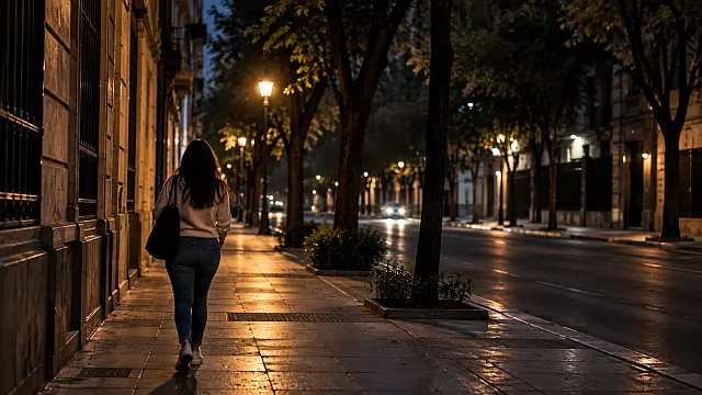 Mujer camina por una calle de Ciudad de México; las denuncias por violación permanecen en niveles elevados.