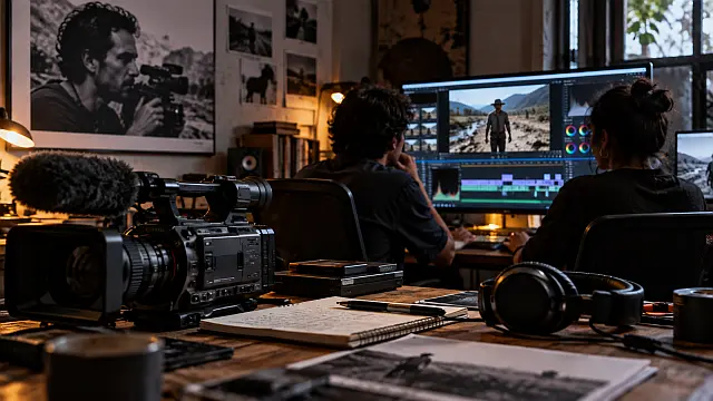 Equipo de cine documental trabaja en la postproducción de una película, en referencia al Premio Ambulante-Eugenio Polgovsky.